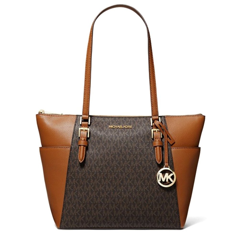 👜 MICHAEL KORS 🌺 Leather Top-Zip Tote Bag